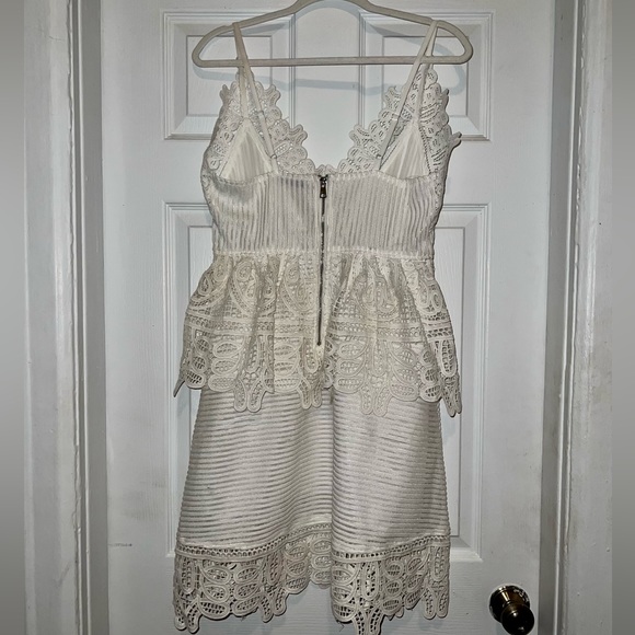 White Lace Summer Peplum Mini Dress - Picture 2 of 3
